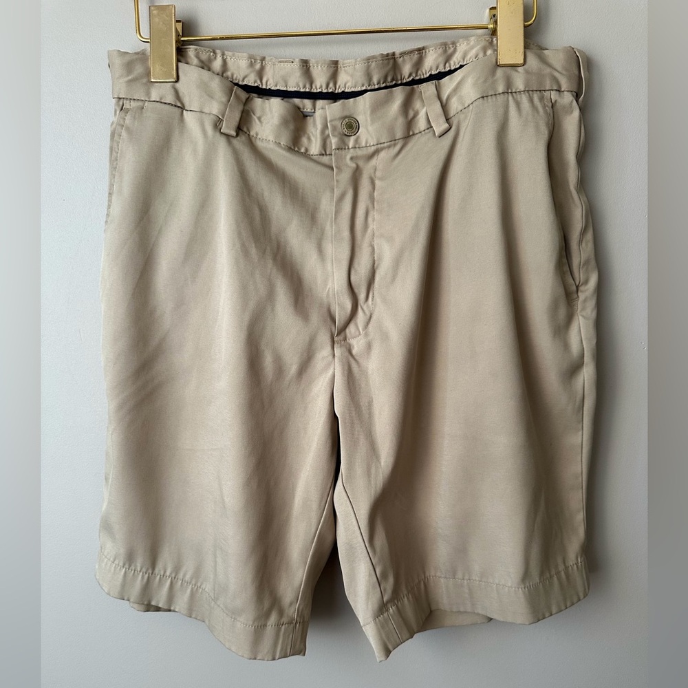 Brooks brothers mens bermuda shorts.  Size W34.  Color Tan.  Excellent cond.